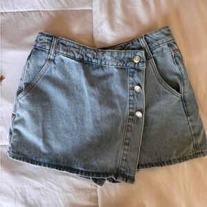 Stylish Denim Skort with Button Detail